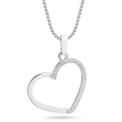 collier coeur scintillant en argent