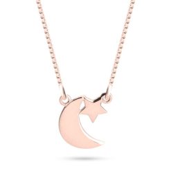 collier Lune et Étoile en plaqué or rose