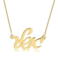 14K Gold Hebrew Name Necklace - Cursive Font 