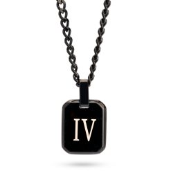 Black Onyx Initial Tag Necklace For Men