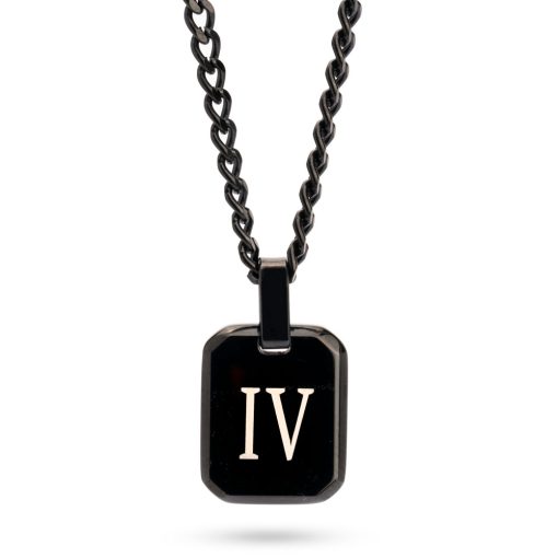 Collier Initiale Homme en Onyx Noir